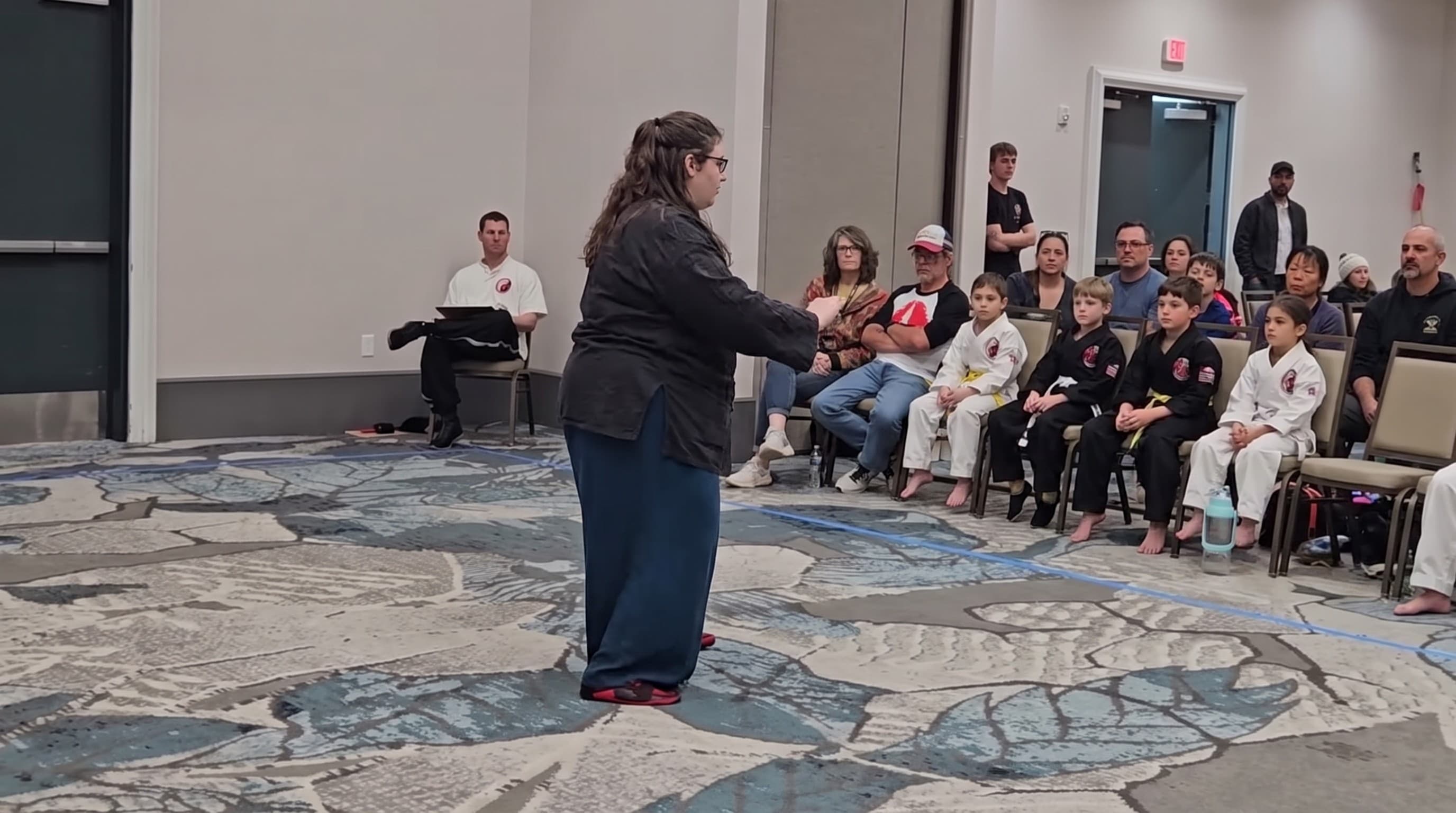 A student performing a slow form