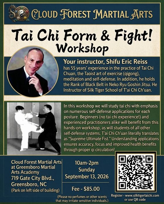 Tai Chi Form and Fight seminar flyer - Saturday Sep 13